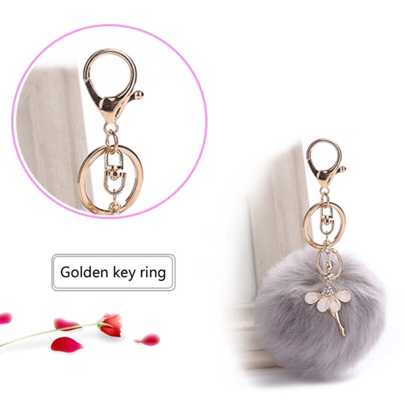 Blue Fluffy Pom Ballet Dancer Keychain - Picture 2 of 5